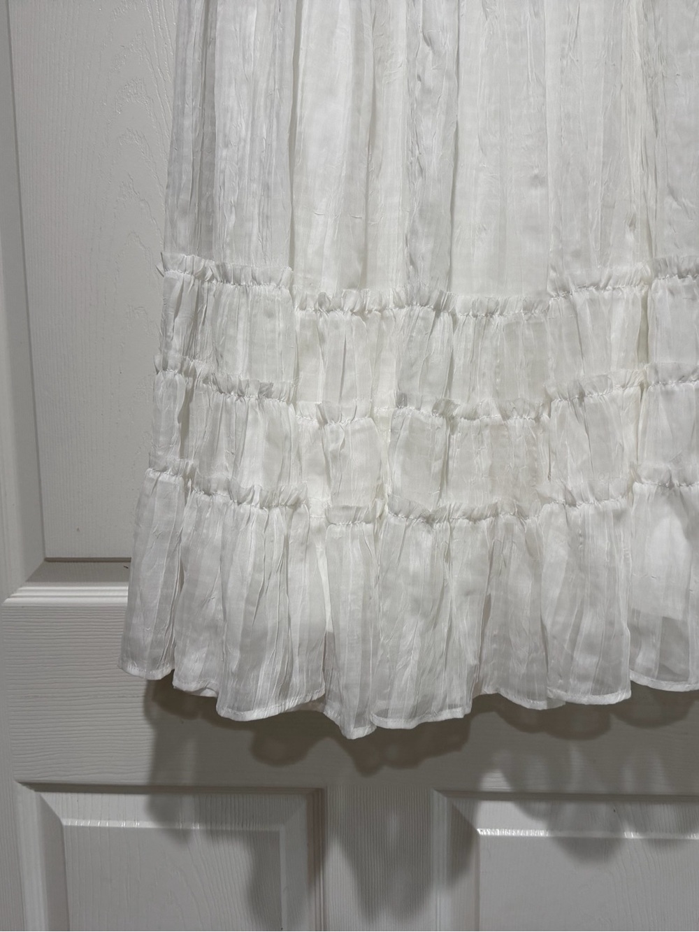 NWT Lulus Sunny Baby White Smocked Tiered High-Waisted Midi Skirt Size Small - Picture 9 of 13